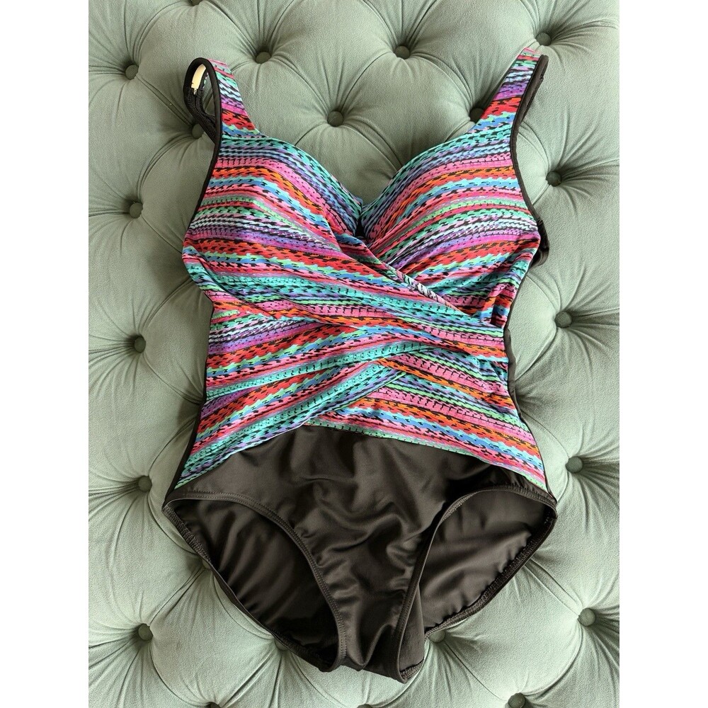 Miraclesuit Carnivale Layered Escape One Piece Swimsuit Size 16 Underwire